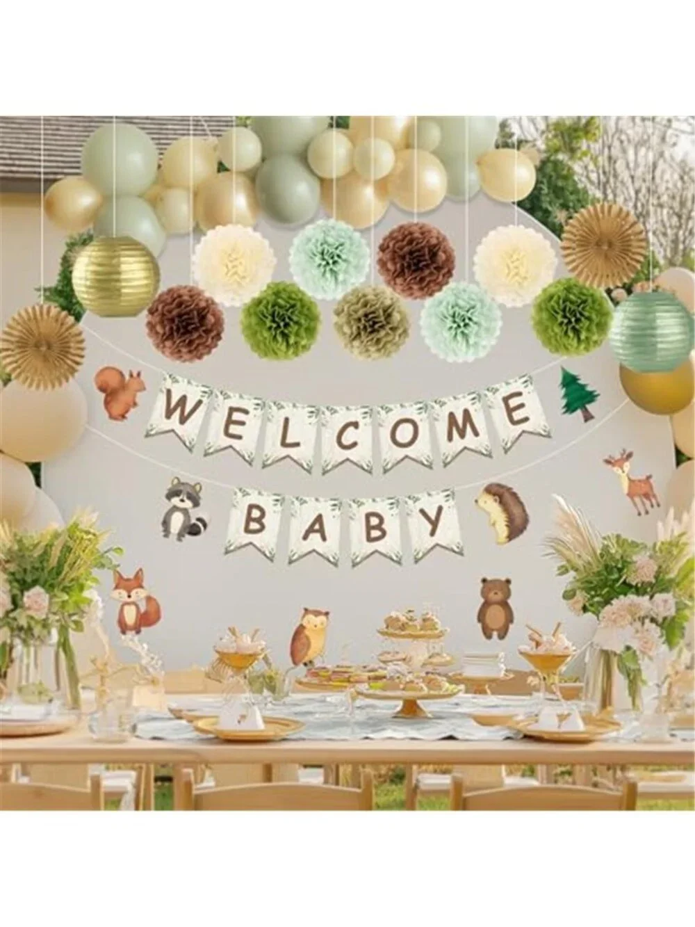 Woodland Baby Shower Decorations Forest Animals Welcome Baby Banner Party Decor